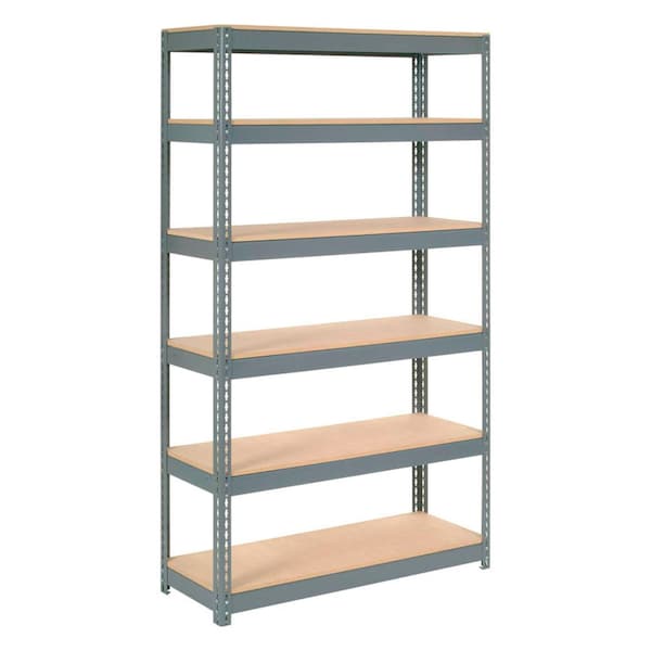 Global Industrial Extra Heavy Duty Shelving 48W x 12D x 60H With 6 Shelves, Wood Deck, Gry B2296916 - main